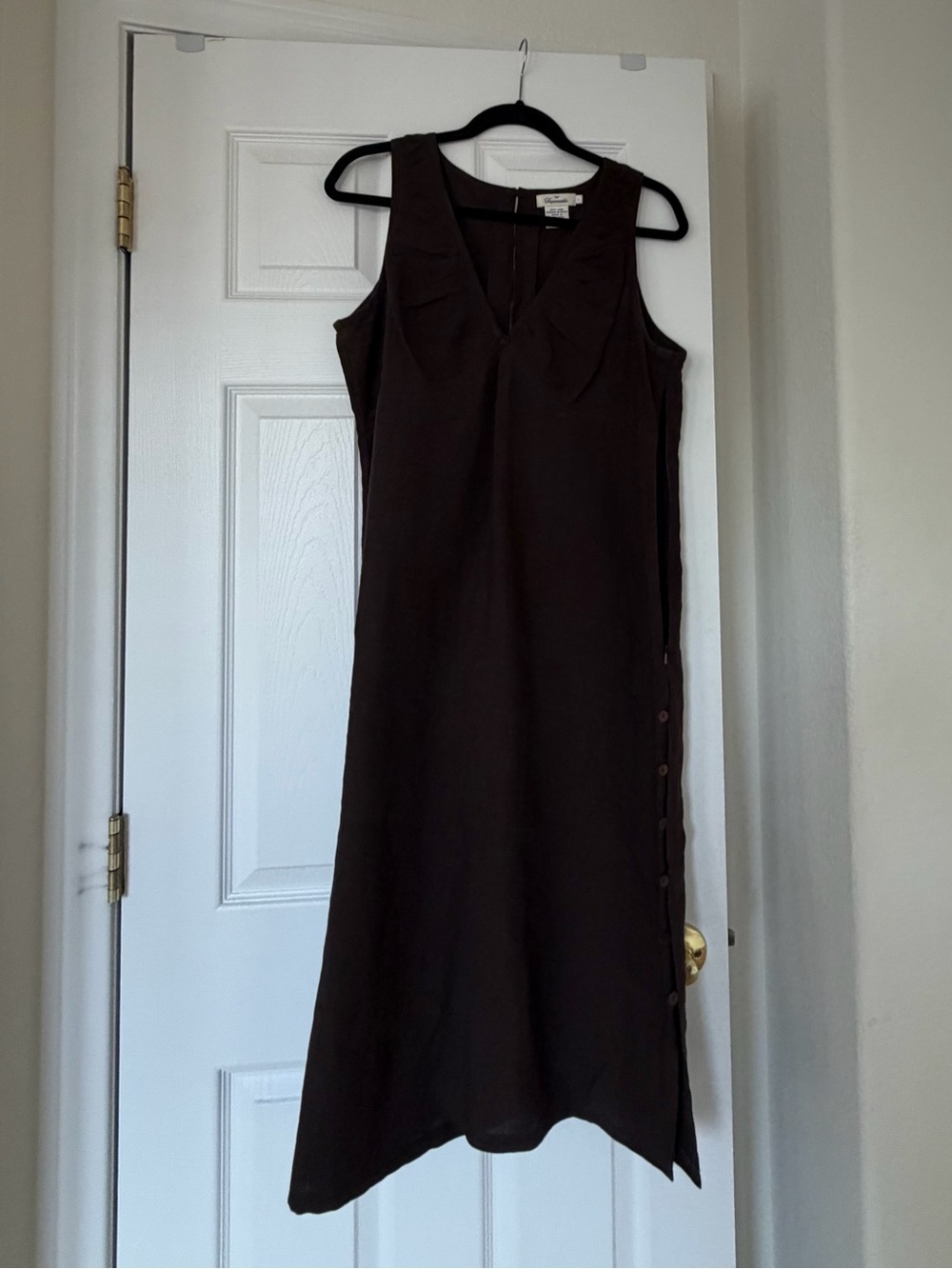Faconnable Dark Brown Sleeveless Midi Dress